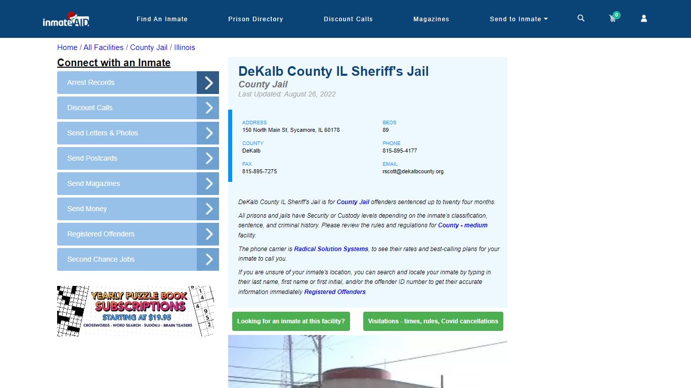 DeKalb County IL Sheriff's Jail - Inmate Locator - Sycamore, IL
